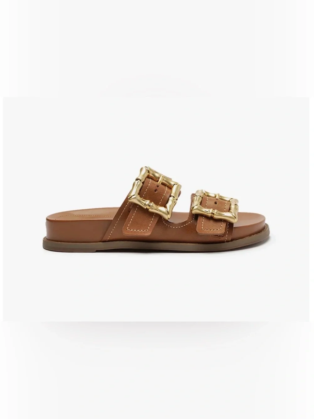 SCHUTZ Women’s Enola Sporty Leather Sandals in New Wood Color - Picture 2 of 8